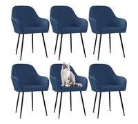 Navy Blue Velvet Dining Chair Covers with Curved Backrest and Elastic Armrests, Set of 6 for Dining Room and Banquet Decor