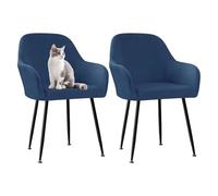 Navy Blue Velvet Dining Chair Covers with Curved Backrest and Stretchy Armrests, Set of 2, Perfect for Dining Room and Living Room Furniture Protection