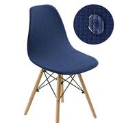 Navy Blue Velvet Stretch Dining Chair Covers Set of 2 Scandinavian Style Slipcovers for Round Back Chairs Shell Design Perfect for Home Decor Easy to Clean
