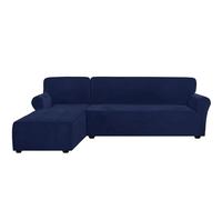 Navy Blue Velvet Stretch Sofa Cover Set Anti-Slip 2 PCS Slipcovers for 2-Seater & 3-Seater Sofa Sectional Chaise Longue Protector Durable & Stylish