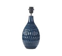 Navy Blue Vintage Ceramic Table Desk Lamp Base | 39cm Height | 1 x ES E27 Lamp Bulb Required | in-Line Switch | UK Approved | Honeycomb Urn Design