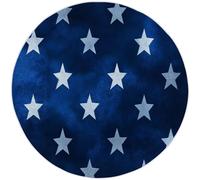 Navy Blue Washable Round Rug Area Rug for Living Room - Minimalism Five-Pointed Star Pattern Print Large Rug with Upgrade Anti-slip PVC Material for Bedroom Classic Round Carpet Non Shedding, 90 cm