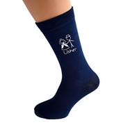 Navy Blue Wedding Socks with Bride & Groom Cartoon Figures UK Mens and Child Socks in Various Roles - X6S224-001 (Page Boy Kids Small)