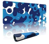 Navy Blue White Bubble XL Mouse Pad,Thicken Waterproof Large Cool Gaming Mousepad with Stitched Edge,Anime Cool Geometric Spotted Dog Mousepad Non-Slip Base Mouse Keyboard Mat 800x300x3mm