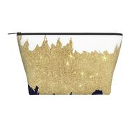 Navy Blue White Faux Gold, Toiletry Pouch Makeup Bag Cosmetic Bag Portable Travel Toiletry Bag