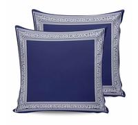 Navy Blue White Outdoor Waterproof Pillow Covers Pack of 2, Geometric Greek Key Bordered Abstract Art Decorative Throw Pillowcases Polyester Cushion Covers for Garden Patio Tent Sofa Couch, 20x20 inch