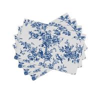 Navy Blue White Placemats 12 x 18 Inch Set of 4, Vintage Bird Flower Decorative Place Mats Non-Slip Washable Floral Table Mats for Kitchen Dining Home Party Indoor Outdoor Table Decor