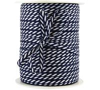 Navy Blue with White Diagonal Stripe 3mm Woven Ribbon on 3m Length (N.B. this is a cut from a roll, presented on a Bertie's Bows ribbon card)