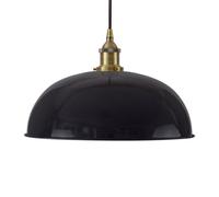Navy Blue Worcester Painted Dome Pendant Light With Antique Brass Lamp Holder And Black Round Cable - Se Home