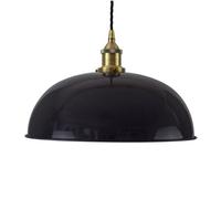 Navy Blue Worcester Painted Dome Pendant Light With Antique Brass Lamp Holder And Black Twisted Cable - Se Home