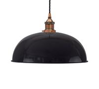 Navy Blue Worcester Painted Dome Pendant Light With Antique Copper Lamp Holder And Black Twisted Cable - Se Home