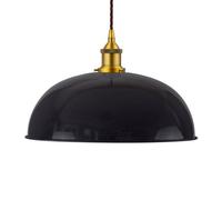 Navy Blue Worcester Painted Dome Pendant Light With Antique Gold Lamp Holder And Brown Twisted Cable - Se Home