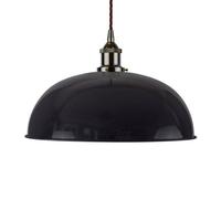 Navy Blue Worcester Painted Dome Pendant Light With Black Nickel Lamp Holder And Brown Twisted Cable - Se Home