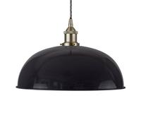 Navy Blue Worcester Painted Dome Pendant Light With Brushed Chrome Lamp Holder And Grey Twisted Cable - Se Home