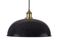 Navy Blue Worcester Painted Dome Pendant Light With Matt Antique Brass Lamp Holder And Black Round Cable - Se Home