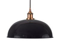 Navy Blue Worcester Painted Dome Pendant Light With Matt Antique Copper Lamp Holder And Black Round Cable - Se Home