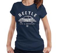 (Navy Blue, XXL) Beetle White Live The Adventure Women's T-shirt