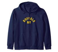 Navy Blue Yellow Buffalo BUF Authentic Classic NY Buffalo Zip Hoodie