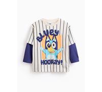 Navy Bluey Character Print Mock Sleeve T-Shirt 1-2 years