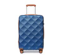 (Navy/Brown, 24 Inch) 1 to 4 Pcs ABS Hard Shell Travel Suitcase with TSA Lock