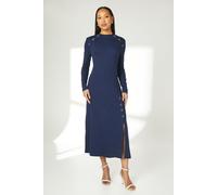Navy Button Detail Rib Dress Principles Navy 16