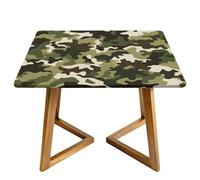 Navy Camo Square Tablecloth with Elastic Edgs Camouflage Military Fitted Table Cover Waterproof Topper Cap for Dining Wedding Party Picnic 90cm