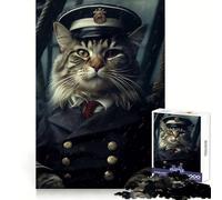 Navy Captain Syberian Cat 1000 Piece Jigsaw Puzzles for Teenagers Jigsaw Reason Skill Toy Shared Fun Tight Cut Wall Art Decor (38x26cm)