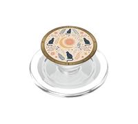 Navy Cat Crescent Moon Sun Botanical Celestial Boho Cream PopSockets PopGrip for MagSafe