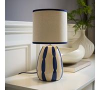 ValueLights | Brynn Natural and Navy Ceramic Stripe Table Lamp | Table Lamps, Home Décor & Improvement Essential