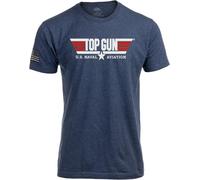 Navy Chest Print & U.S. Military Sleeve Flag | Naval Veteran Sailor Style Shirt, Top Gun Naval Aviation - Chest, Medium