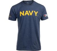 Navy Chest Print & U.S. Military Sleeve Flag | Naval Veteran Sailor Style Shirt, Top Gun Naval Aviation - Sleeve, S
