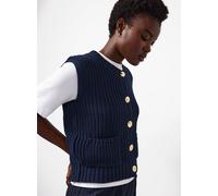 Navy Chunky Knitted Gold Button Vest 14