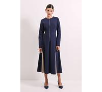 Navy Contrast Godet Detail Zip Front Midi Dress Principles Navy 14
