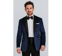 Dobell Mens Navy Tuxedo Dinner Jacket Regular Fit Velvet Contrast Shawl Lapel-46R