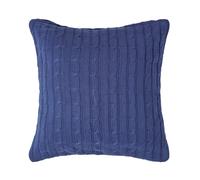 HOMESCAPES - Cable Knit - Cushion Cover Navy - 100% Cotton - 18 x 18 Inches - Washable