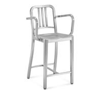 Navy Counterstool Barstool Emeco with brushed armrest - EMECO 1006 24A
