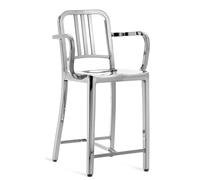 Navy Counterstool Barstool Emeco with polished armrest - EMECO 1006 24AP