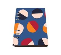 Navy Cream Split Circles Notebook A5, Pu Leather Notebooks, Lined Paper Ring Bound Notebook A5 180Pages/90Sheets, Exercise Book for Man, School Book for Note Taking, Journaling Supplies Women Man