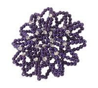 Navy Crochet Hair Net for Bun Ballet with Pearls and Rhinestones | Handmade Elastic Design, Cotton Lining and Flexible Edge Finish, for Dance Shows, Women