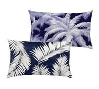 Navy Cushion Covers 40x60 cm/16x24 Inch Waterproof Velvet Garden Cushions Leaf Double Sided Printing Decorative Pillow Covers with Invisible Zipper for Garden Bedroom Living Room Sofa, set of 2 1B-73