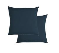 Navy Cushion Covers 45 x 45 cm - Polyester Linen Throw Pillow Covers for Sofa, Bed, Garden & Couch - Square Decorative Pillowcases - Modern Solid Colour’s - Set of 2