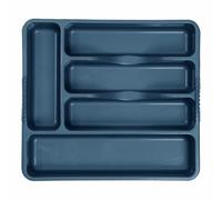 Navy Cutlery Tray Plastic Cutlery Drawer Rack Utensil Holder Countertop Tray 5 Compartment Cutlery and Gadget Storage Kitchen Non-Slip Organiser for Kitchen/office/school, 33 X 29.50 X 5cm (Single)
