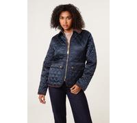 Navy Diamond Quilted Cord Collar Coat Blue Vanilla Navy M