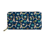 Navy Donut Fox Terrier PU Leather Purses for Women Soft Shopping Wallet Clutch