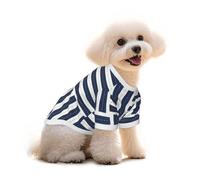 Navy Dot-Stripe Block Design Print Pet Clothes - Cotton T-Shirts Soft Breathable Pet Apparel for Small,Medium and Large Dogs and Cats