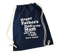 Navy Drawstring Bag Happy Father's Day to my Mum Who Does it all! | Cotton