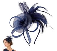 Navy Fascinators for Weddings, Blue Fascinator Design, Royal Blue Style, Navy and White Fascinator Accents, Formal Event Headwear, Wedding Guest Accessories, Cocktail Party Headpieces