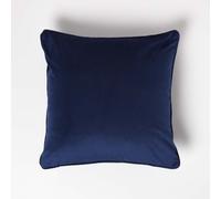 (Navy) Filled Velvet Cushion with Piped Edge 46 x 46 cm
