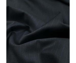 Navy FINE Wool CASHMERE120S Microdot 12mm Blue Pinstripe Suiting Fabric (1 Metre, Navy FINE Wool 7473)