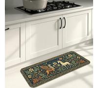 Navy Floral Kitchen Mats for Floor, Vintage Medieval Soft Mats, Autumn Cushioned Comfort Washable Decor Rugs for Kitchen Sinks Laundryroom Bathroom 16x47 Inch
